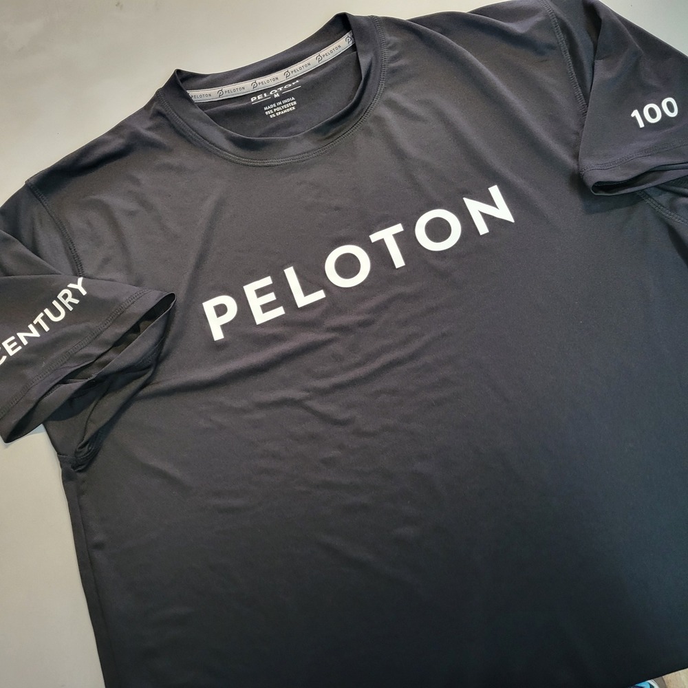 Peloton Century Club 100 Ride Mens Black Performance T-Shirt Medium INDTN206